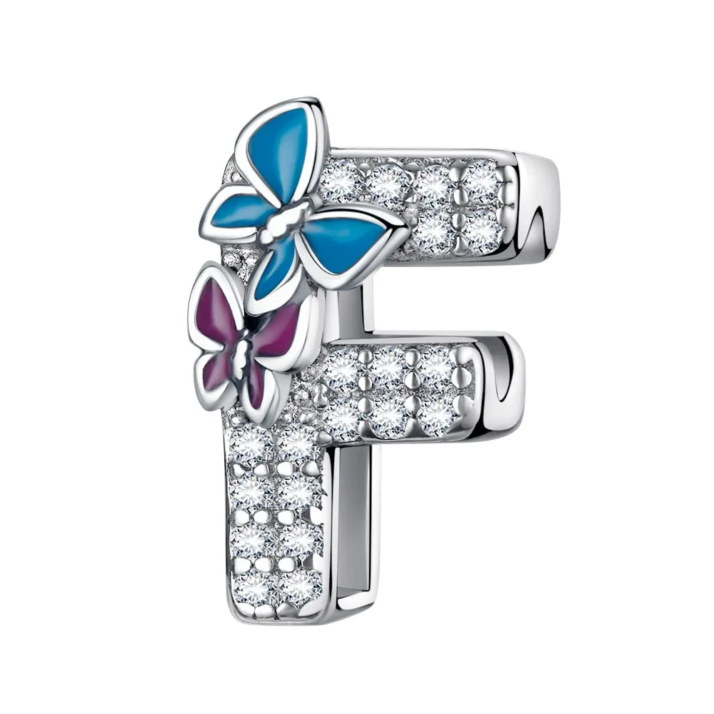 LNQOBU Ciondolo Lettera Alfabeto in Argento Sterling 925 con Zirconia 5A Compatibile con Pandora e Bracciali Europei - immagine 1