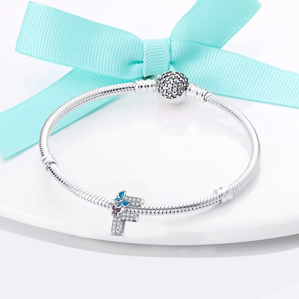 LNQOBU Ciondolo Lettera Alfabeto in Argento Sterling 925 con Zirconia 5A Compatibile con Pandora e Bracciali Europei - immagine 4
