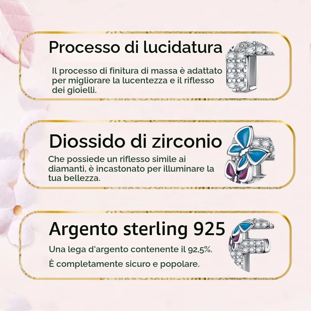 LNQOBU Ciondolo Lettera Alfabeto in Argento Sterling 925 con Zirconia 5A Compatibile con Pandora e Bracciali Europei - immagine 6