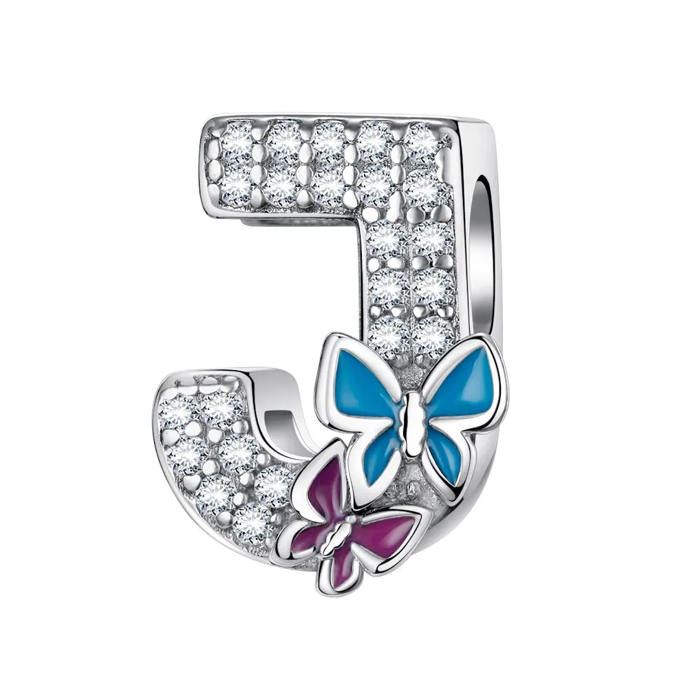 LNQOBU Ciondolo Lettera Alfabeto in Argento Sterling 925 con Zirconia 5A Compatibile con Pandora e Bracciali Europei da Donna - immagine 1