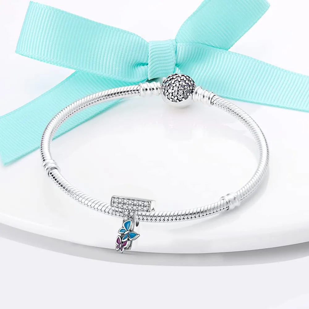 LNQOBU Ciondolo Lettera Alfabeto in Argento Sterling 925 con Zirconia 5A Compatibile con Pandora e Bracciali Europei da Donna - immagine 3