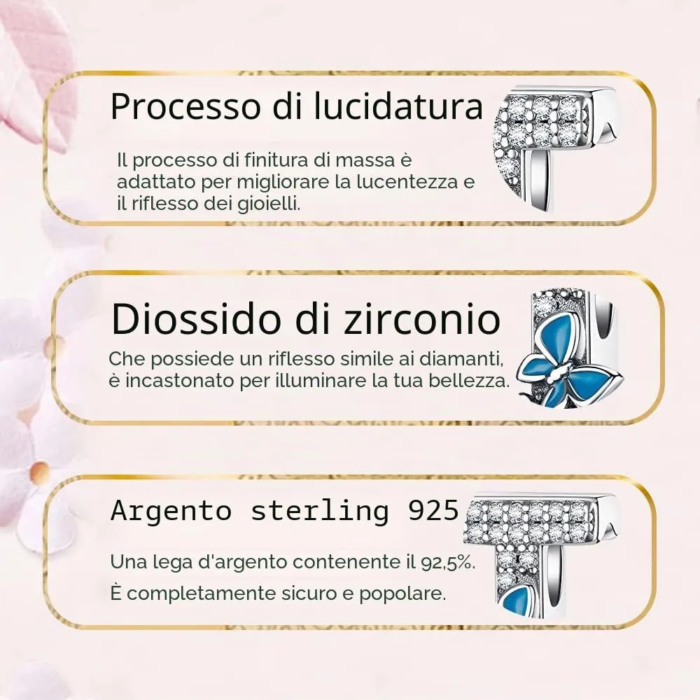 LNQOBU Ciondolo Lettera Alfabeto in Argento Sterling 925 con Zirconia 5A Compatibile con Pandora e Bracciali Europei da Donna - immagine 6