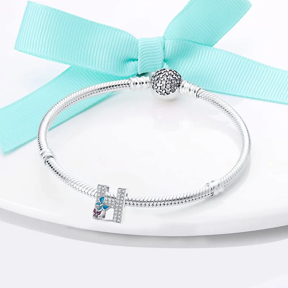 LNQOBU Ciondolo Lettera Alfabeto in Argento Sterling 925 con Zirconia 5A Compatibile con Pandora e Bracciali Europei da Donna - immagine 4