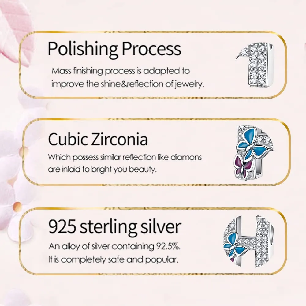 LNQOBU Ciondolo Lettera Alfabeto in Argento Sterling 925 con Zirconia 5A Compatibile con Pandora e Bracciali Europei da Donna - immagine 6