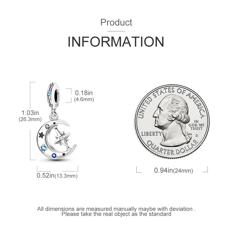Pandach Bead Charm Ciondolo Argento Sterling 925 con Cubic Zirconia per Braccialetti e Collane European Style - immagine 5