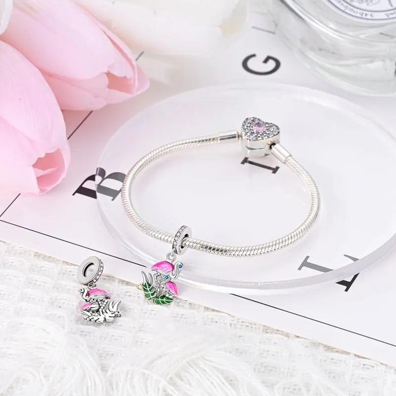 Pandach Bead Charm Ciondolo Argento Sterling 925 con Cubic Zirconia per Braccialetti e Collane Europei - immagine 2
