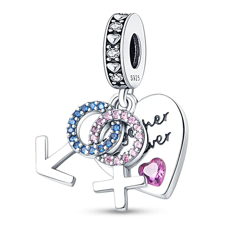 Pandach Bead Charm Ciondolo Argento Sterling 925 con Cubic Zirconia per Braccialetti e Collane Europei - immagine 1