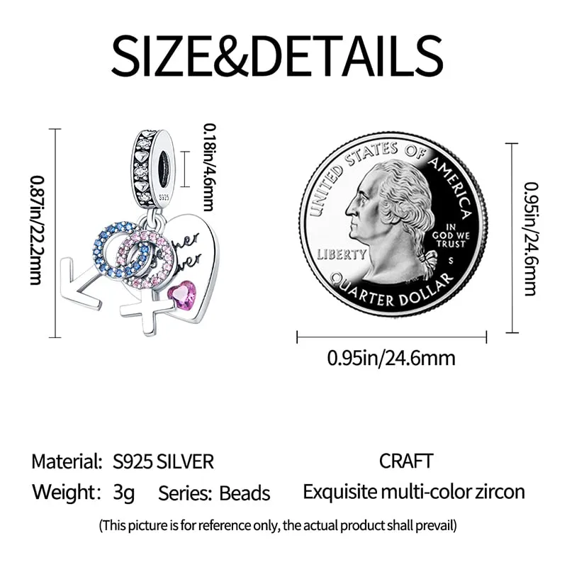 Pandach Bead Charm Ciondolo Argento Sterling 925 con Cubic Zirconia per Braccialetti e Collane Europei - immagine 5