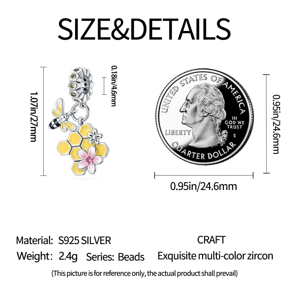Pandach Bead Charm Ciondolo Argento Sterling 925 con Cubic Zirconia per Braccialetti e Collane Europee - immagine 5