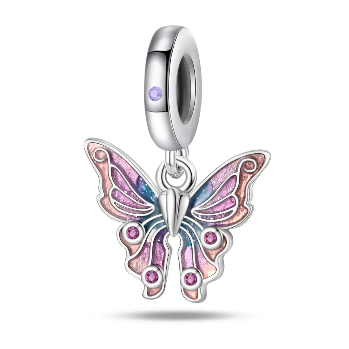 Pandach Bead Charm Ciondolo in Argento Sterling 925 con Cubic Zirconia per Braccialetti e Collane Europee - immagine 1