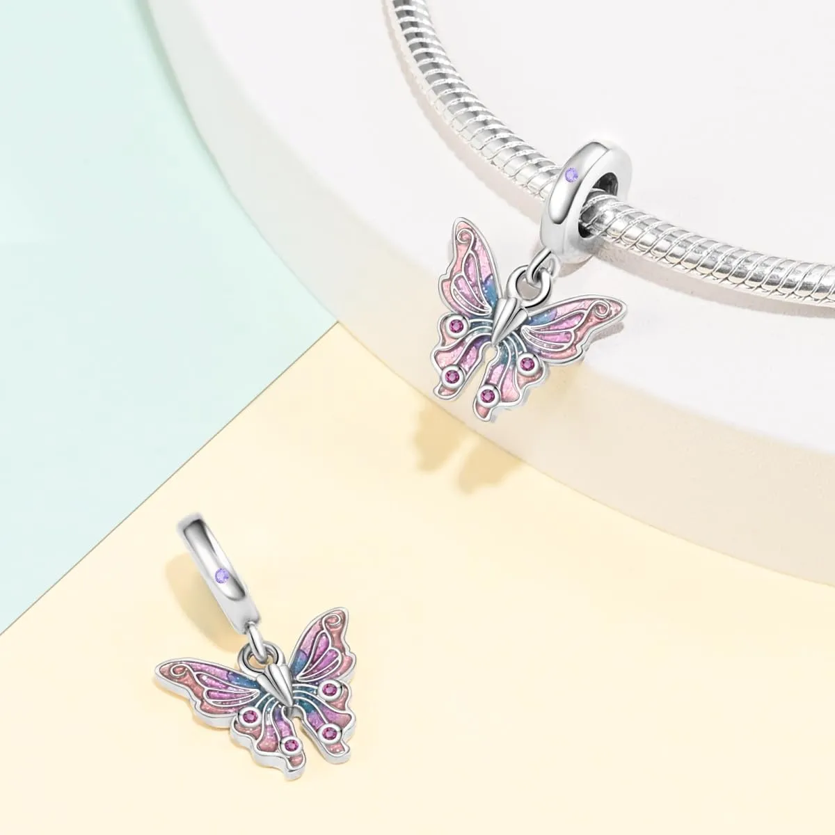 Pandach Bead Charm Ciondolo in Argento Sterling 925 con Cubic Zirconia per Braccialetti e Collane Europee - immagine 2