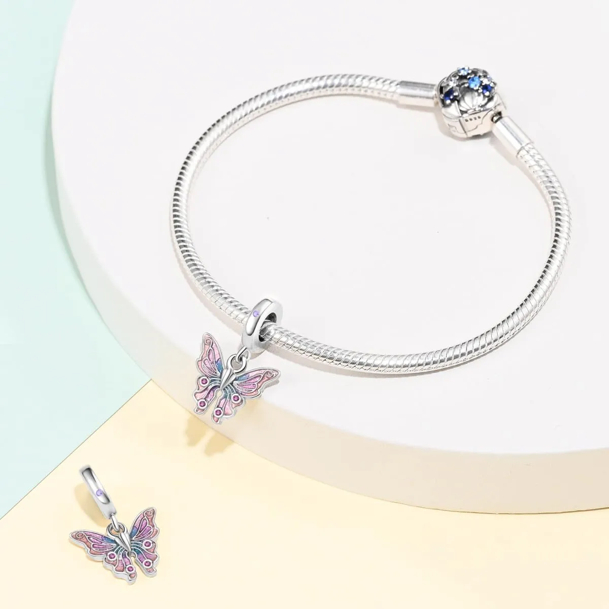 Pandach Bead Charm Ciondolo in Argento Sterling 925 con Cubic Zirconia per Braccialetti e Collane Europee - immagine 3