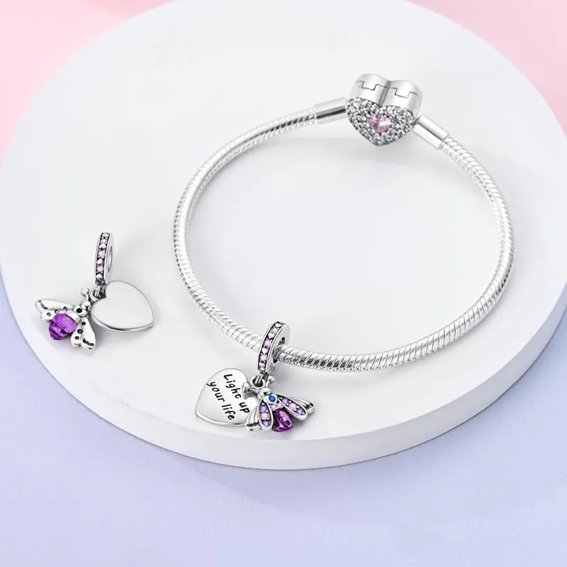Pandach Bead Charm Ciondolo Argento Sterling 925 con Cubic Zirconia per Braccialetti e Collane europei - immagine 5