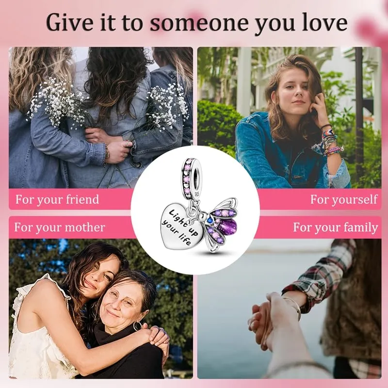 Pandach Bead Charm Ciondolo Argento Sterling 925 con Cubic Zirconia per Braccialetti e Collane europei - immagine 8