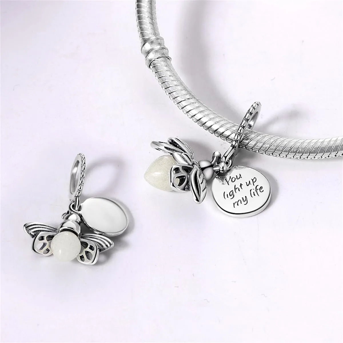 Pandach Bead Charm Ciondolo Argento Sterling 925 con Cubic Zirconia per Braccialetti e Collane Europee - immagine 2