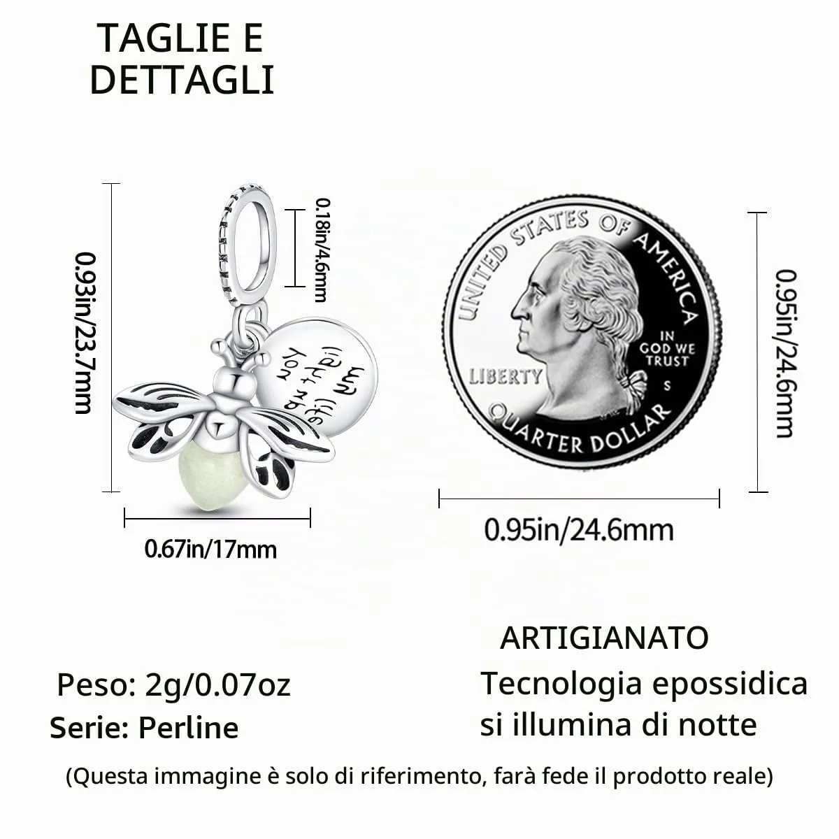 Pandach Bead Charm Ciondolo Argento Sterling 925 con Cubic Zirconia per Braccialetti e Collane Europee - immagine 5