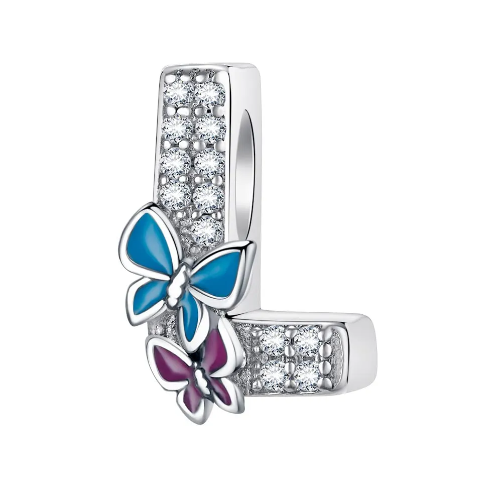 LNQOBU Ciondolo Lettera Alfabeto in Argento Sterling 925 con Zirconia 5A per Bracciali Pandora e Europei e Collane da Donna - immagine 1