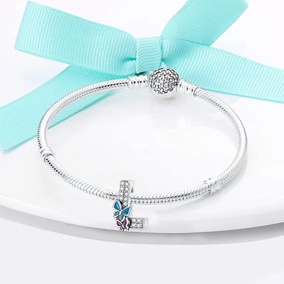 LNQOBU Ciondolo Lettera Alfabeto in Argento Sterling 925 con Zirconia 5A per Bracciali Pandora e Europei e Collane da Donna - immagine 3