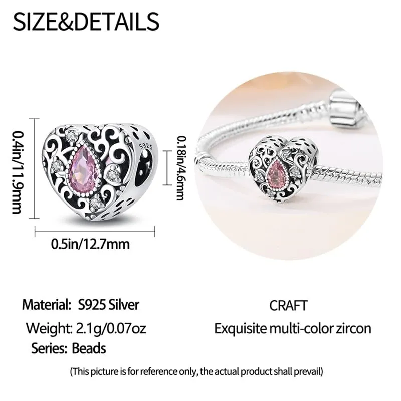 Pandach Bead Charm in Argento Sterling 925 con Cubic Zirconia, Compatibile con Braccialetti e Collane Europei - immagine 5