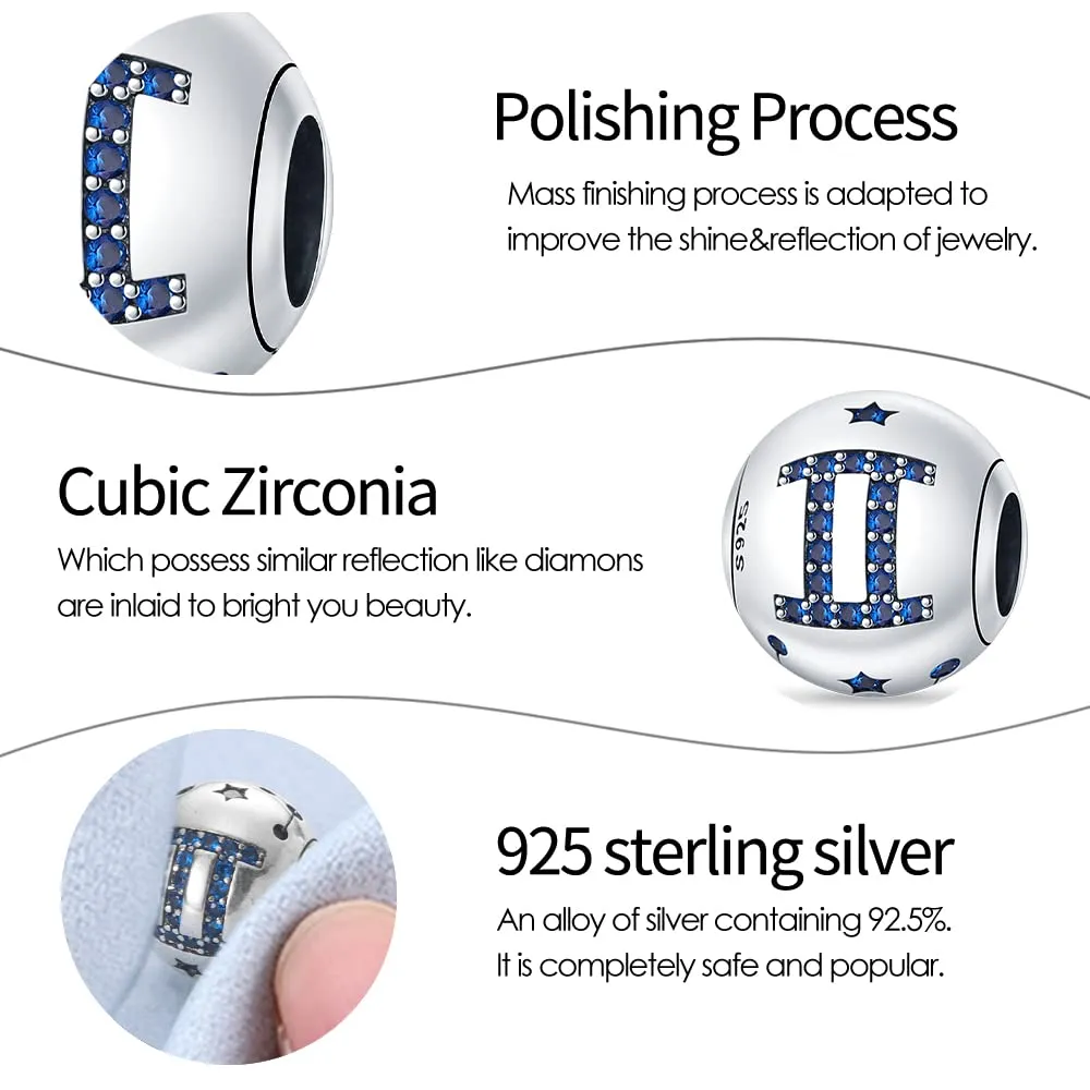 Pandach Bead Charm Ciondolo Argento Sterling 925 con Cubic Zirconia per Braccialetti e Collane europei - immagine 3