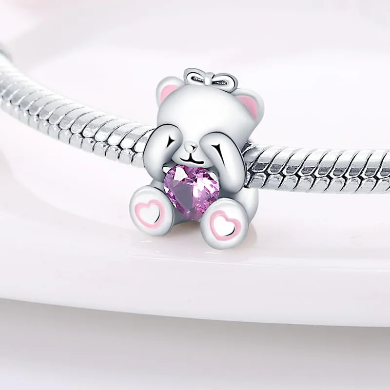 Pandach Bead Charm Ciondolo Argento Sterling 925 con Cubic Zirconia per Braccialetti e Collane Europei - immagine 2
