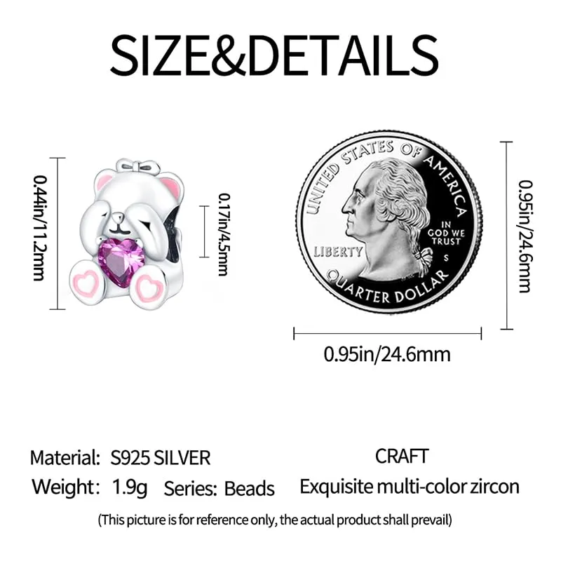 Pandach Bead Charm Ciondolo Argento Sterling 925 con Cubic Zirconia per Braccialetti e Collane Europei - immagine 5