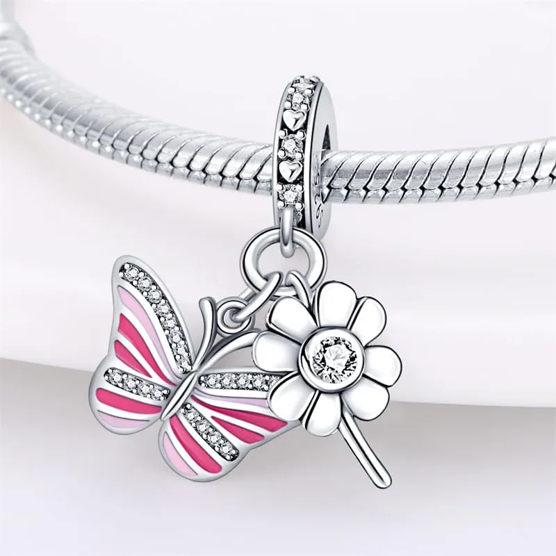 KUNSIR Bead Charm Ciondolo Argento Sterling 925 con Cubic Zirconia per Pandora Braccialetti, Collane Europee - immagine 2