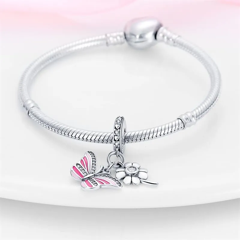 KUNSIR Bead Charm Ciondolo Argento Sterling 925 con Cubic Zirconia per Pandora Braccialetti, Collane Europee - immagine 3