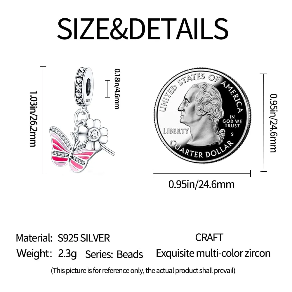 KUNSIR Bead Charm Ciondolo Argento Sterling 925 con Cubic Zirconia per Pandora Braccialetti, Collane Europee - immagine 6