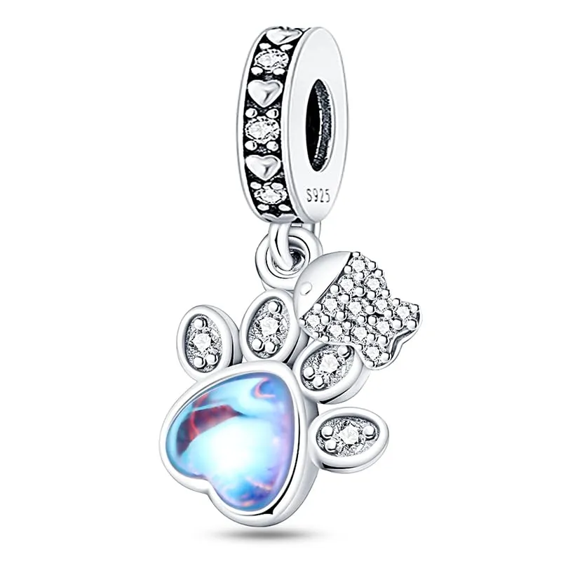 KUNSIR Bead Charm Ciondolo Argento Sterling 925 con Cubic Zirconia per Pandora Braccialetti e Collane Europee - immagine 1