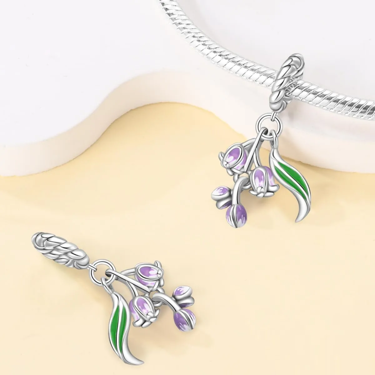 KUNSIR Bead Charm Ciondolo in Argento Sterling 925 con Cubic Zirconia per Braccialetti e Collane Europei - immagine 2