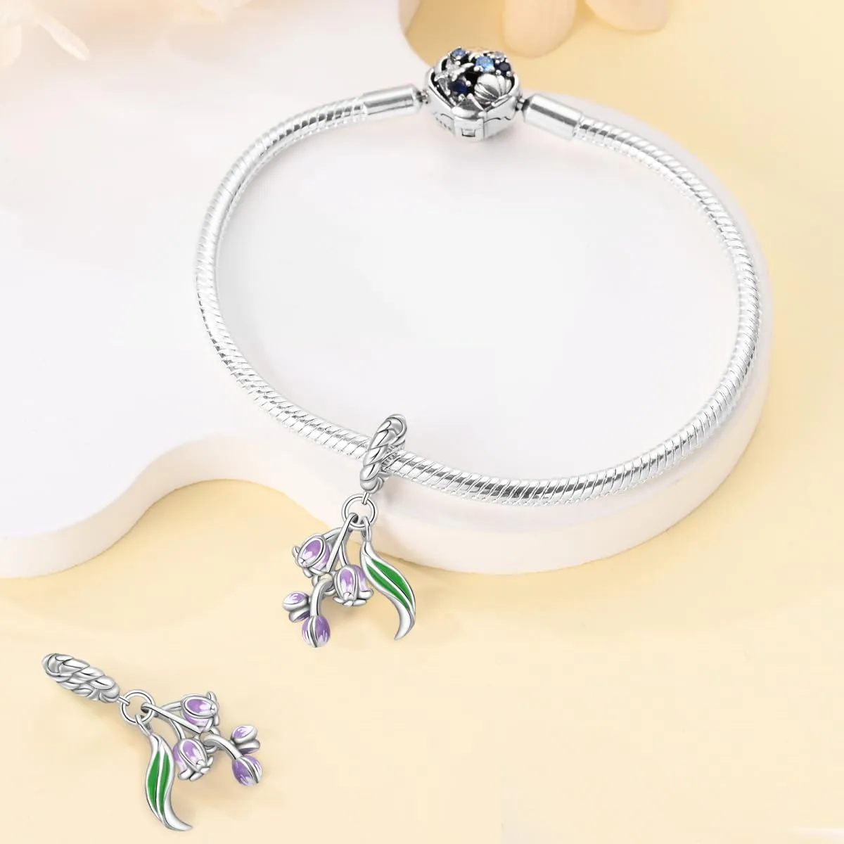 KUNSIR Bead Charm Ciondolo in Argento Sterling 925 con Cubic Zirconia per Braccialetti e Collane Europei - immagine 3