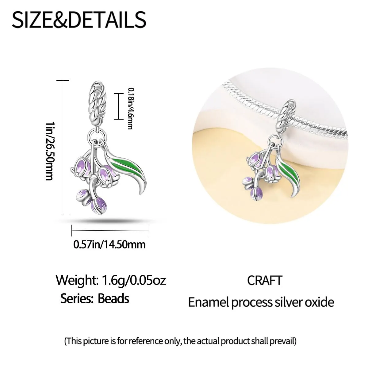 KUNSIR Bead Charm Ciondolo in Argento Sterling 925 con Cubic Zirconia per Braccialetti e Collane Europei - immagine 5