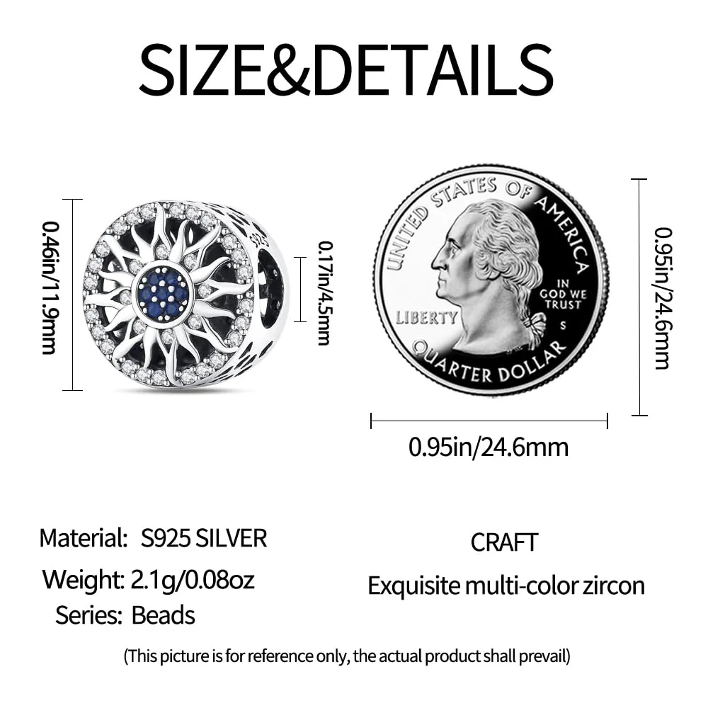 KUNSIR Bead Charm in Argento Sterling 925 con Cubic Zirconia, Compatibile con Braccialetti e Collane Europei - immagine 5