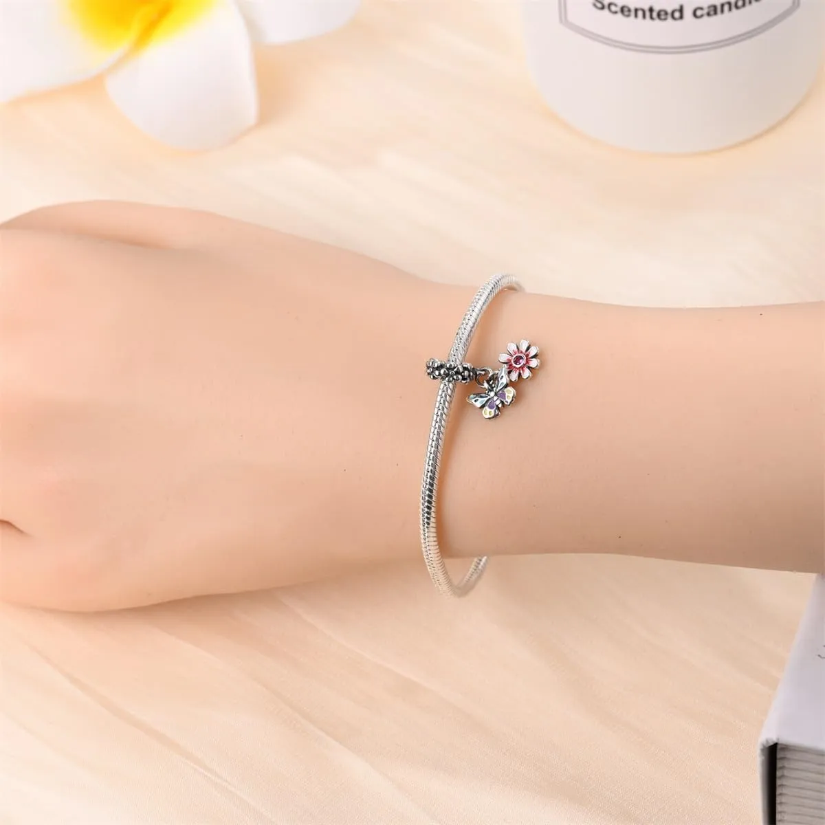 KUNSIR Bead Charm in Argento Sterling 925 con Cubic Zirconia, Compatibile con Braccialetti e Collane Europei - immagine 4
