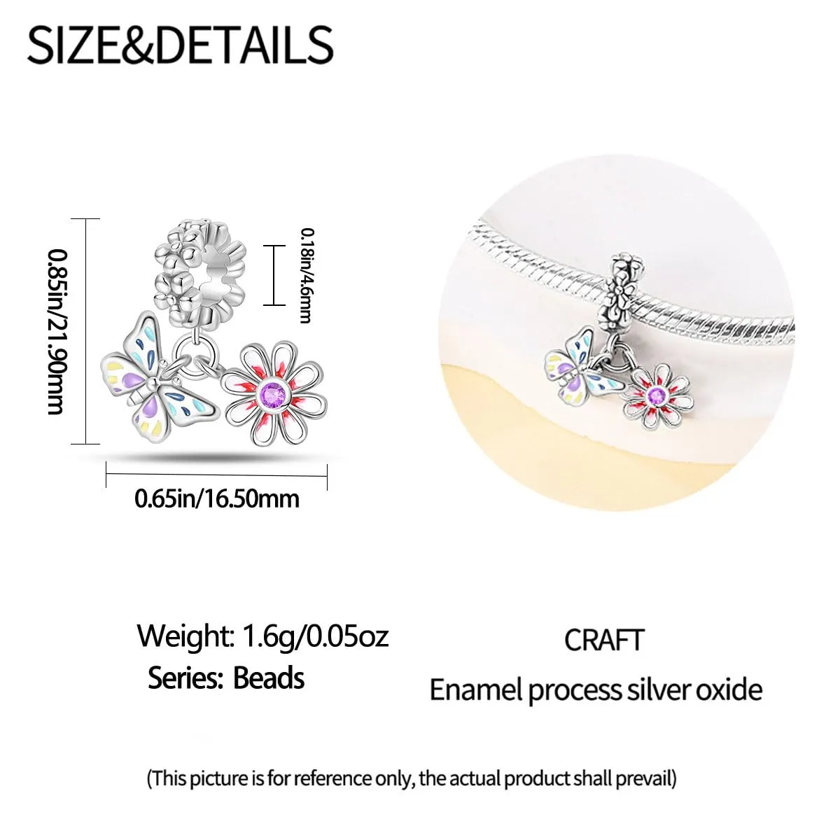 KUNSIR Bead Charm in Argento Sterling 925 con Cubic Zirconia, Compatibile con Braccialetti e Collane Europei - immagine 5