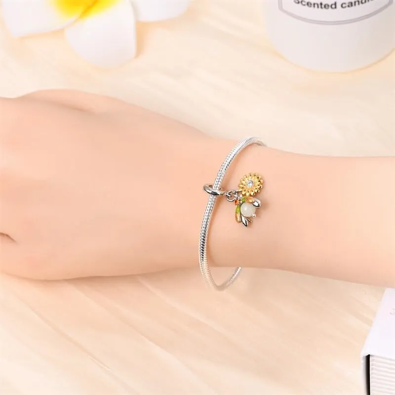 KUNSIR Ciondolo Argento Sterling 925 con Cubic Zirconia per Braccialetti e Collane Europei - immagine 5