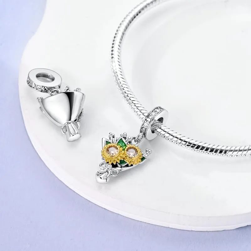 KUNSIR Bead Charm in Argento Sterling 925 con Cubic Zirconia per Braccialetti e Collane Europei - immagine 2