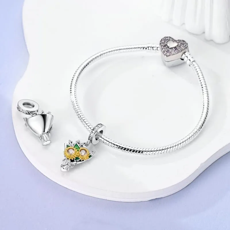 KUNSIR Bead Charm in Argento Sterling 925 con Cubic Zirconia per Braccialetti e Collane Europei - immagine 3