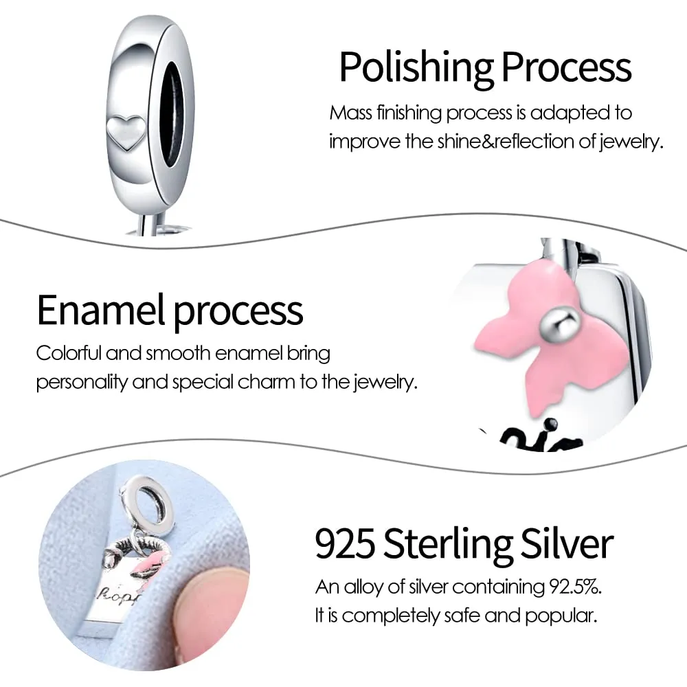 KUNSIR Bead Charm Ciondolo Argento Sterling 925 con Cubic Zirconia per Braccialetti e Collane Europei - immagine 4
