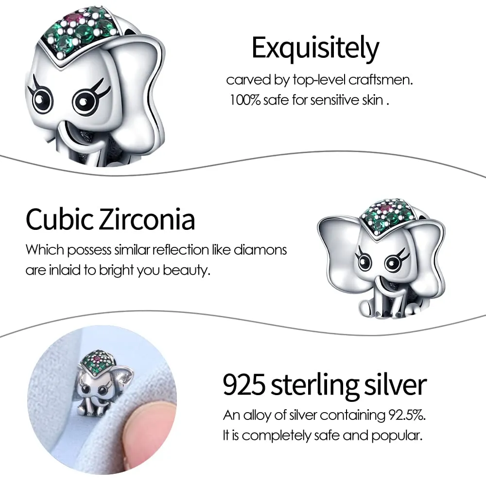 KUNSIR Ciondolo in Argento Sterling 925 con Cubic Zirconia per Braccialetti e Collane Europei - immagine 4