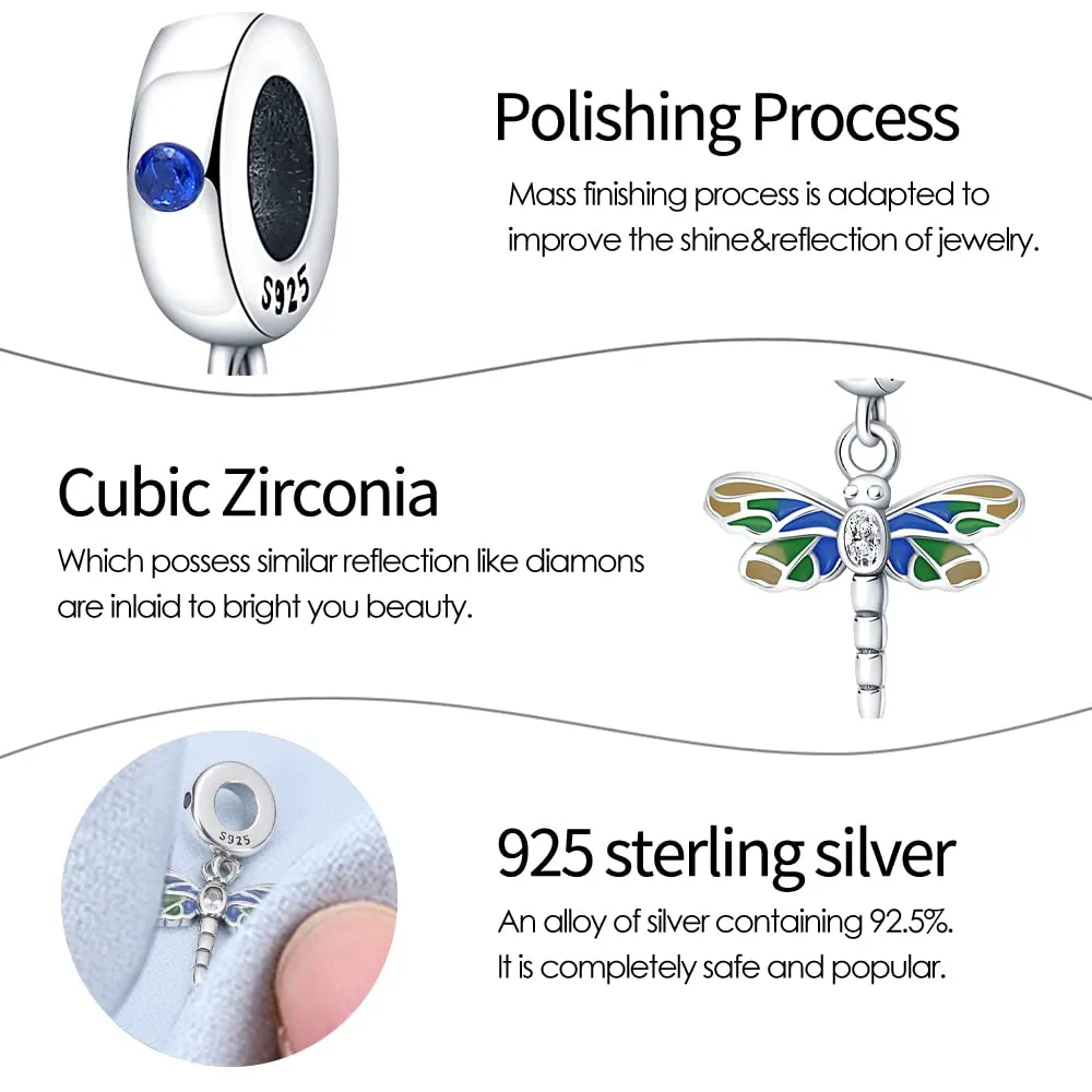 KUNSIR Bead Charm in Argento Sterling 925 con Cubic Zirconia, Compatibile con Braccialetti e Collane Europei - immagine 3