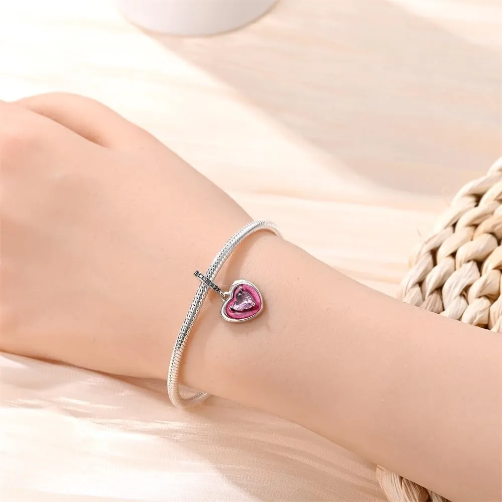 KUNSIR Bead Charm in Argento Sterling 925 con Cubic Zirconia per Braccialetti e Collane Europee - immagine 4
