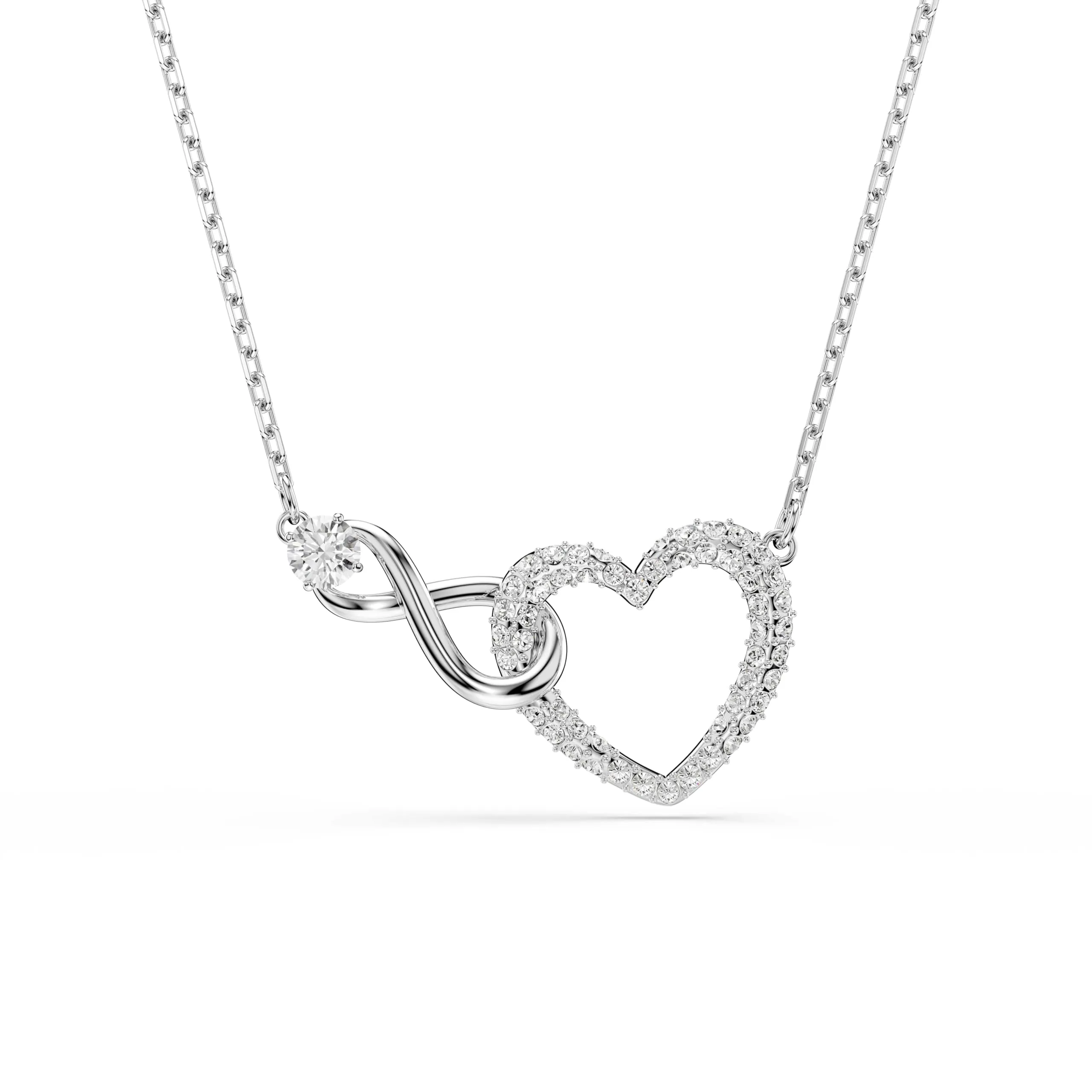 Swarovski Hyperbola Pendente Cuore e Infinito Bianco Placcato Rodio - immagine 1