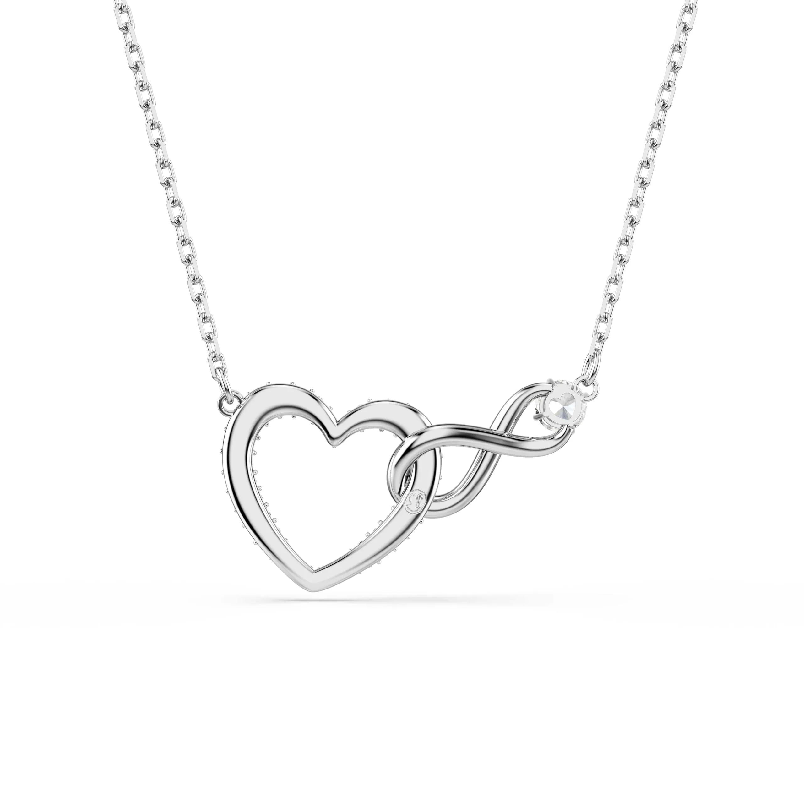 Swarovski Hyperbola Pendente Cuore e Infinito Bianco Placcato Rodio - immagine 4