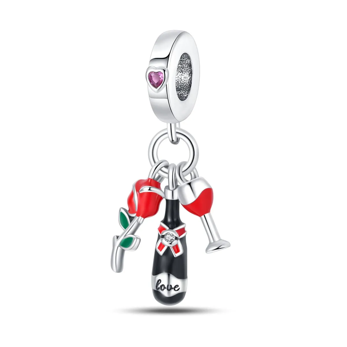 KUNSIR Bead Charm in Argento Sterling 925 con Cubic Zirconia, Compatibile con Braccialetti e Collane Europei - immagine 1