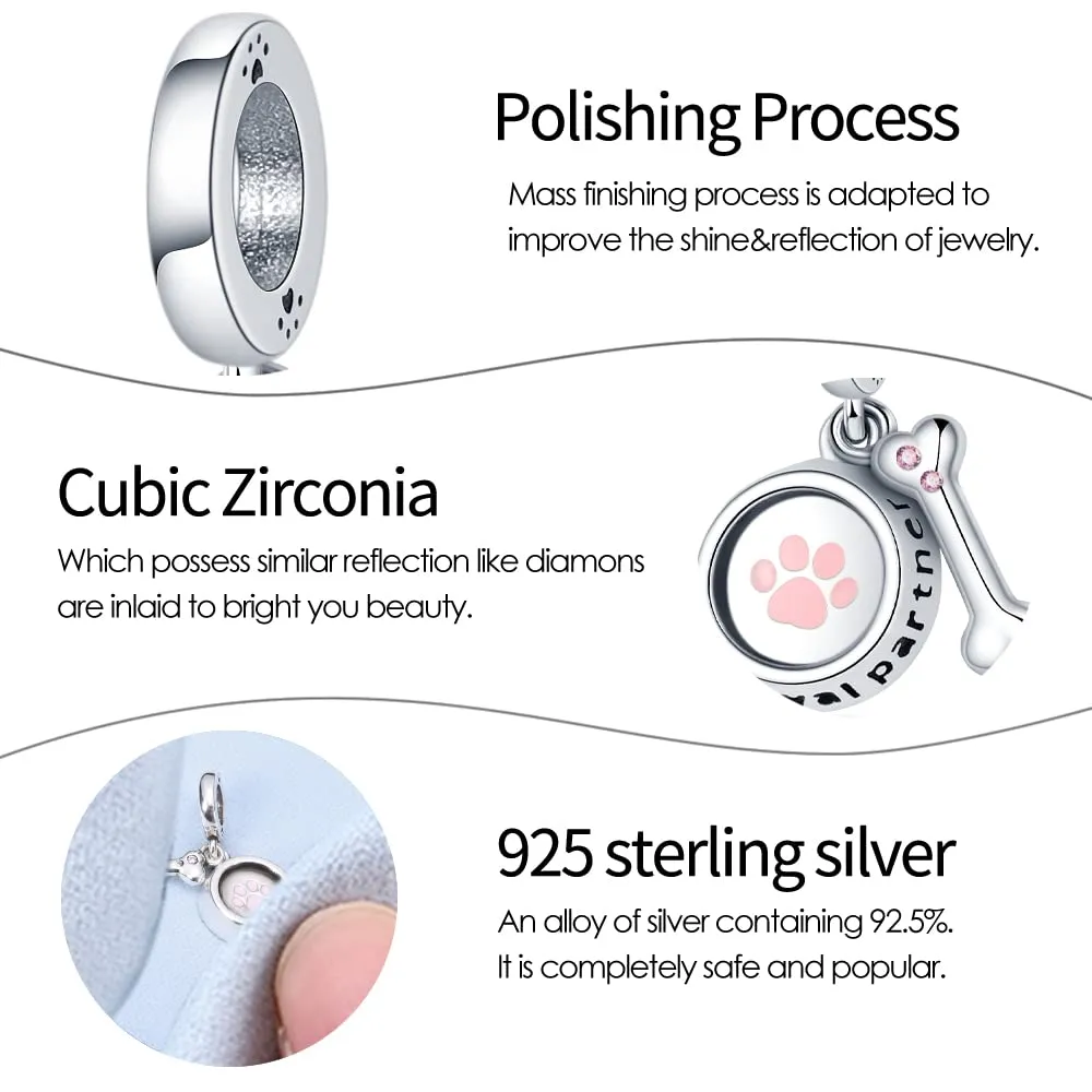 KUNSIR Ciondolo in Argento Sterling 925 con Cubic Zirconia per Braccialetti e Collane Europei - immagine 3