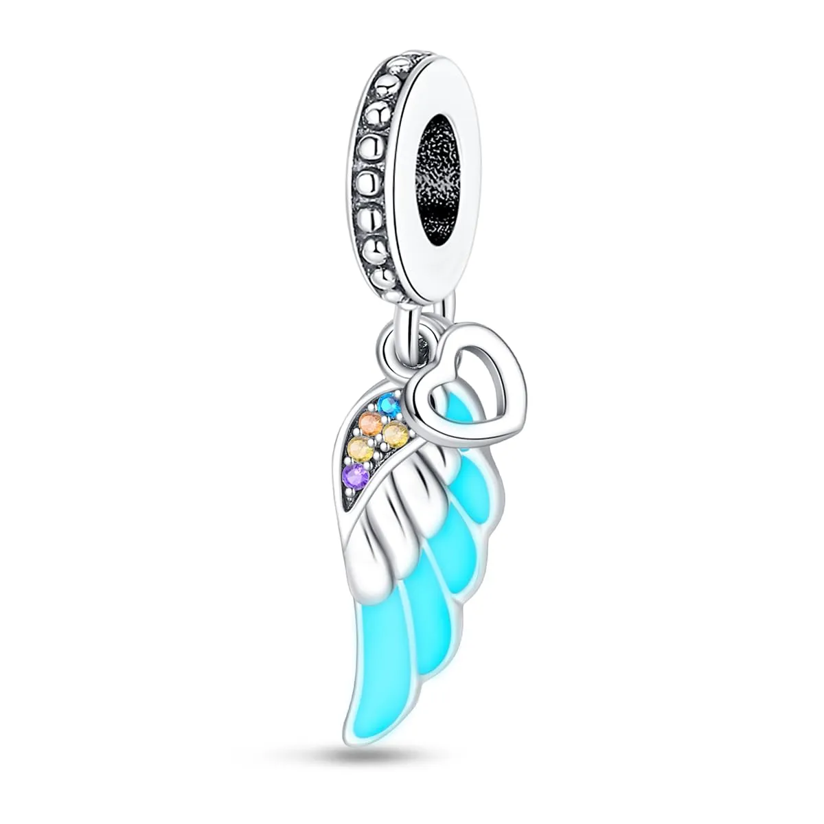 KUNSIR Bead Charm Ciondolo Argento Sterling 925 con Cubic Zirconia per Pandora Braccialetti e Collane Europei - immagine 4
