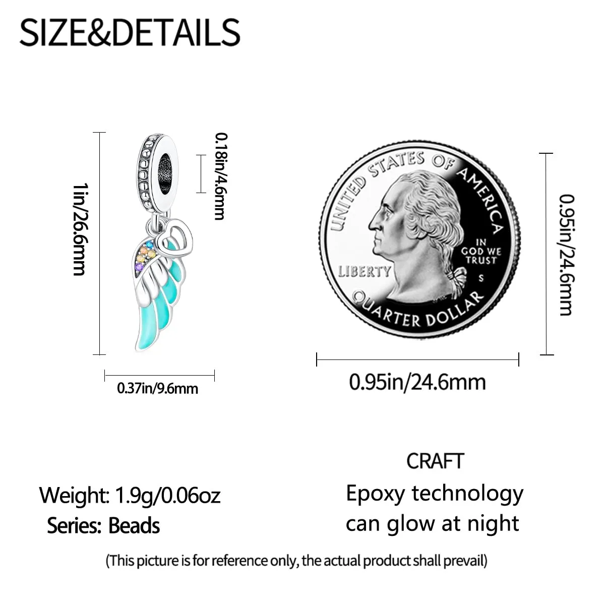 KUNSIR Bead Charm Ciondolo Argento Sterling 925 con Cubic Zirconia per Pandora Braccialetti e Collane Europei - immagine 6