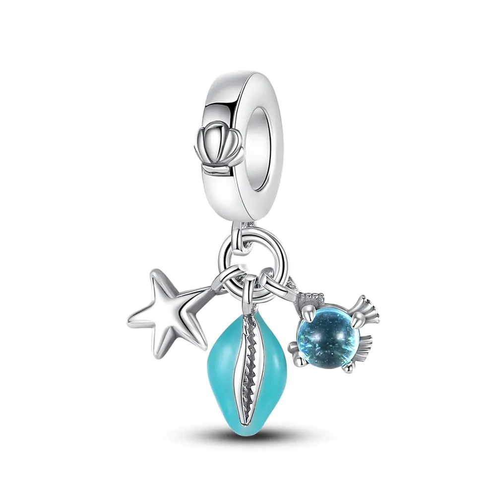 KUNSIR Bead Charm Ciondolo Argento Sterling 925 con Cubic Zirconia per Braccialetti e Collane Europei - immagine 1
